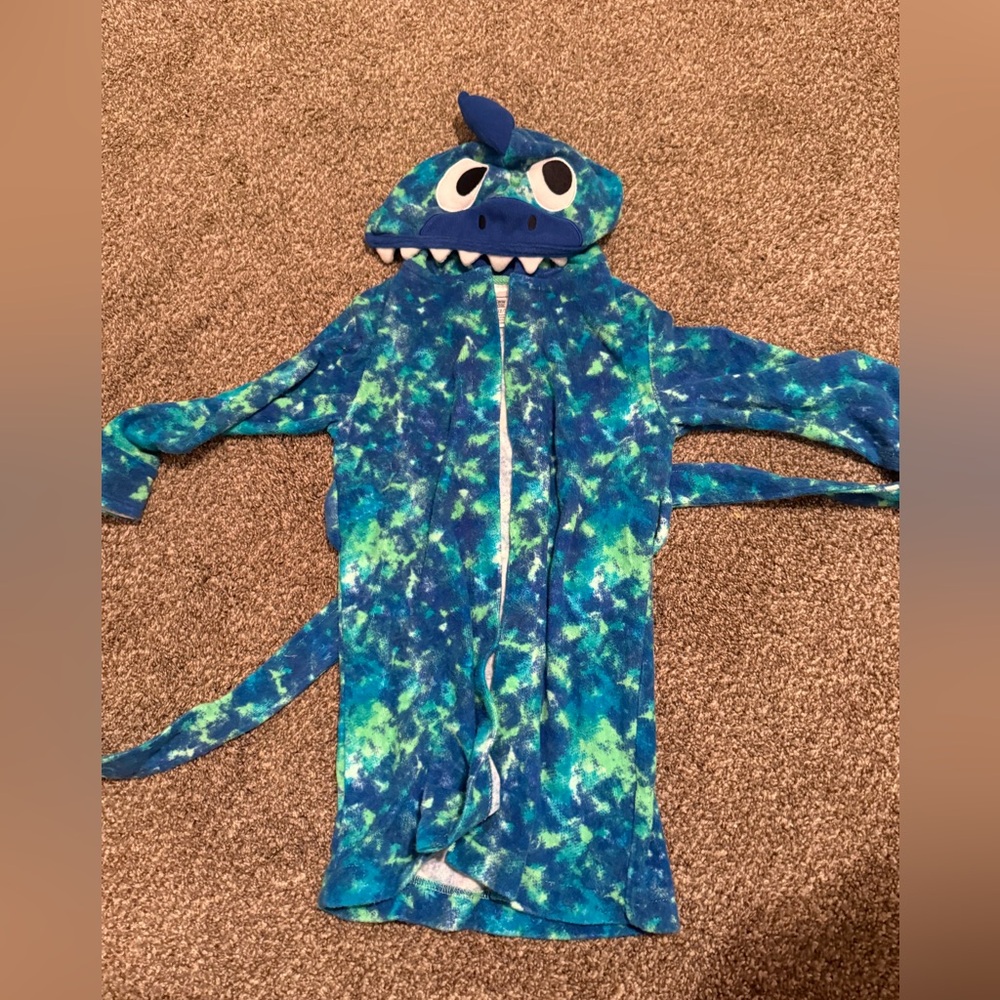Wonder Nation Blue and Green Dinosaur Swim Hooded Robe